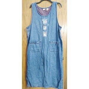 Bobbie Brooks XL 16/18 Dress Max Denim Jumper Christmas Vintage Blue Snowman